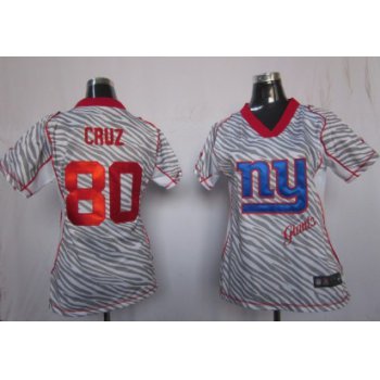 Nike New York Giants #80 Victor Cruz 2012 Womens Zebra Fashion Jersey