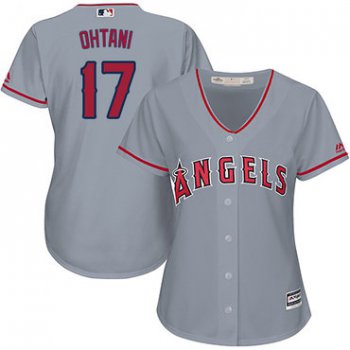 Angels #17 Shohei Ohtani Grey Road Women's Stitched Baseball Jersey