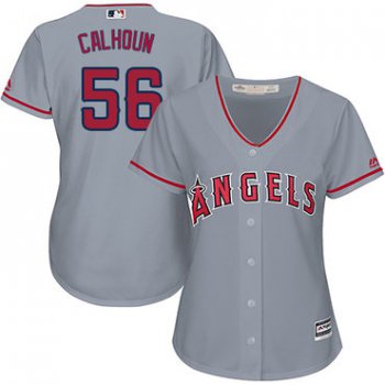 Angels #56 Kole Calhoun Grey Road Women's Stitched Baseball Jersey