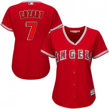 Angels #7 Zack Cozart Red Alternate Women's Stitched Baseball Jersey