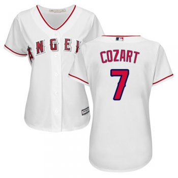 Angels #7 Zack Cozart White Home Women's Stitched Baseball Jersey