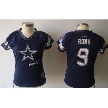 Dallas Cowboys #9 Tony Romo 2011 Blue Womens Field Flirt Fashion Jersey