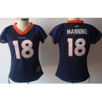 Denver Broncos #18 Peyton Manning Blue Womens Field Flirt Fashion Jersey