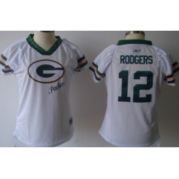 Green Bay Packers #12 Aaron Rodgers 2011 White Womens Field Flirt Fashion Jersey
