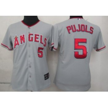 LA Angels of Anaheim #5 Albert Pujols Gray Womens Jersey