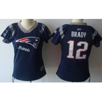 New England Patriots #12 Tom Brady 2011 Blue Womens Field Flirt Fashion Jersey