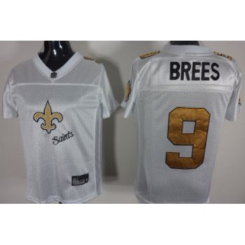 New Orleans Saints #9 Drew Brees 2011 White Stitched Womens Jersey