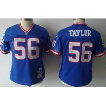 New York Giants #56 Lawrence Taylor Blue Throwback Womens Jersey