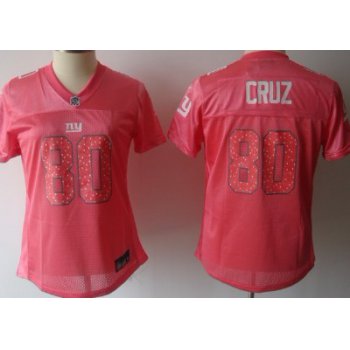 New York Giants #80 Victor Cruz Pink Womens Sweetheart Jersey