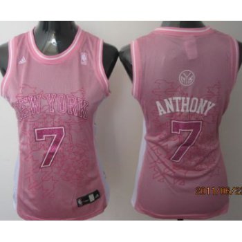 New York Knicks #7 Carmelo Anthony Pink Womens Jersey