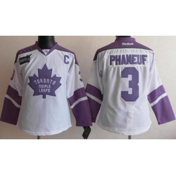 Toronto Maple Leafs #3 Dion Phaneuf White Womens Fights Cancer Jersey