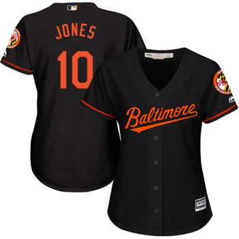 Orioles #10 Adam Jones Black Alternate Women's Stitched Baseball Jersey