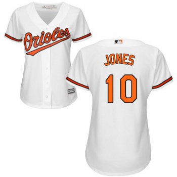 Orioles #10 Adam Jones White Home Women's Stitched Baseball Jersey