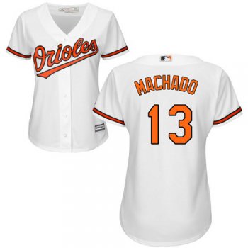 Orioles #13 Manny Machado White Home Women's Stitched Baseball Jersey