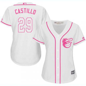 Orioles #29 Welington Castillo White Pink Fashion Women's Stitched Baseball Jersey