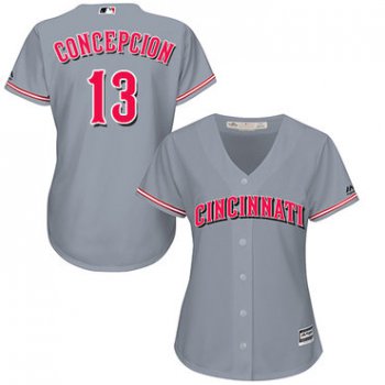 Reds #13 Dave Concepcion Grey Road Women's Stitched Baseball Jersey