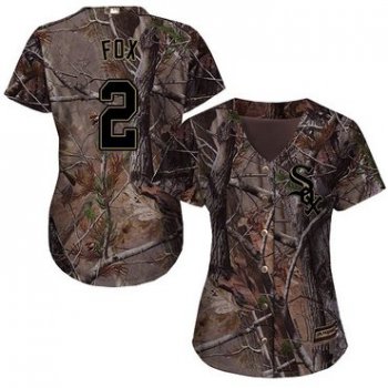 White Sox #2 Nellie Fox Camo Realtree Collection Cool Base Women's Stitched Baseball Jersey
