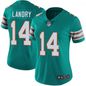 Women's Nike Dolphins #14 Jarvis Landry Aqua Green Alternate Stitched NFL Vapor Untouchable Limited Jersey