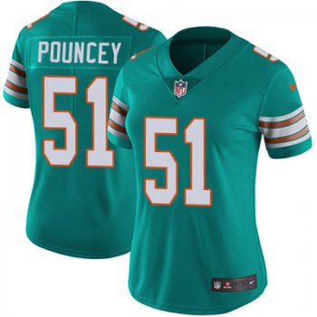 Women's Nike Dolphins #51 Mike Pouncey Aqua Green Alternate Stitched NFL Vapor Untouchable Limited Jersey