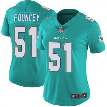 Women's Nike Dolphins #51 Mike Pouncey Aqua Green Team Color Stitched NFL Vapor Untouchable Limited Jersey