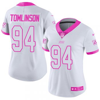 Women's Nike Giants #94 Dalvin Tomlinson White Pink Stitched NFL Limited Rush Fashion Jersey