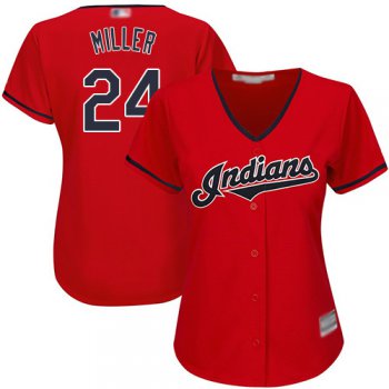 Indians #24 Andrew Miller Red Women's Stitched Baseball Jersey