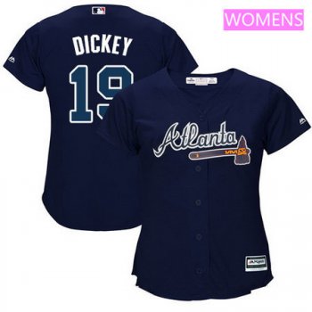 Women's Atlanta Braves #19 R.A. Dickey Navy Blue Alternate Stitched MLB Majestic Cool Base Jersey