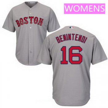Women's Boston Red Sox #16 Andrew Benintendi Gray Road Stitched MLB Majestic Cool Base Jersey