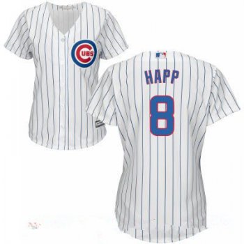 Women's Chicago Cubs #8 Ian Happ White Home Stitched MLB Majestic Cool Base Jersey
