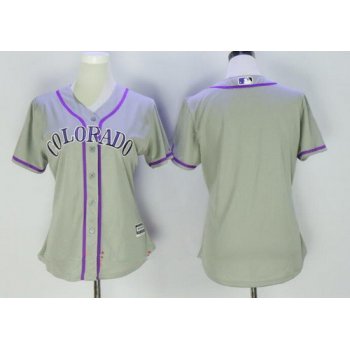 Women's Colorado Rockies Blank Gray Road Stitched MLB Majestic Cool Base Jersey
