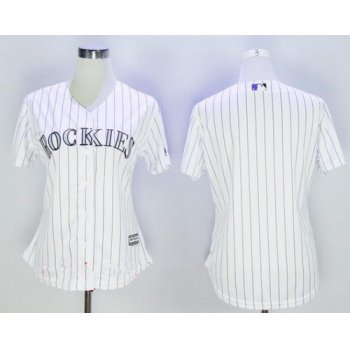 Women's Colorado Rockies Blank White Home Stitched MLB Majestic Cool Base Jersey