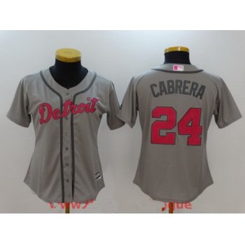 Women's Detroit Tigers #24 Miguel Cabrera Gray with Pink Mother's Day Stitched MLB Majestic Flex Base Jersey