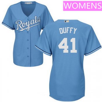 Women's Kansas City Royals #41 Danny Duffy Light Blue Alternate Stitched MLB Majestic Cool Base Jersey