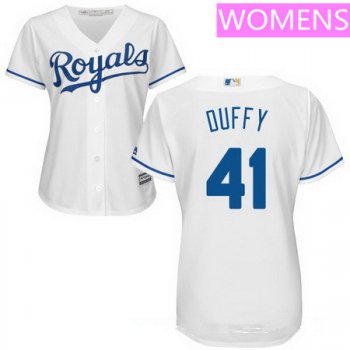 Women's Kansas City Royals #41 Danny Duffy White Cool Base MLB Jersey