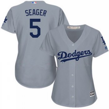Women's Los Angeles Dodgers #5 Corey Seager Gray Alternate Stitched MLB Majestic Cool Base Jersey