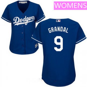 Women's Los Angeles Dodgers #9 Yasmani Grandal Royal Blue Alternate Stitched MLB Majestic Cool Base Jersey