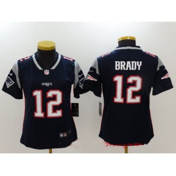 Women's New England Patriots #12 Tom Brady Navy Blue 2017 Vapor Untouchable Stitched NFL Nike Limited Jersey
