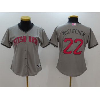 Women's Pittsburgh Pirates #22 Andrew McCutchen Gray With Pink Mother's Day Stitched MLB Majestic Cool Base Jersey
