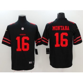 Women's San Francisco 49ers #16 Joe Montana Black 2017 Vapor Untouchable Stitched NFL Nike Limited Jersey