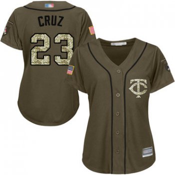 Minnesota Twins #23 Nelson Cruz Green Salute to Service Women's Stitched Baseball Jersey