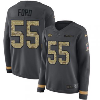 Nike Chiefs #55 Dee Ford Anthracite Salute to Service Women's Stitched Long Sleeve Jersey