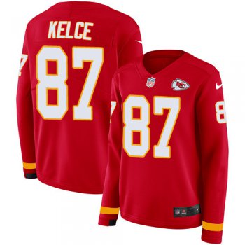 Nike Chiefs #87 Travis Kelce Red Team Color Women's Stitched NFL Long Sleeve Jersey