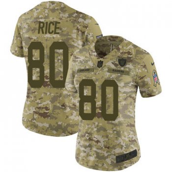 Nike Raiders #80 Jerry Rice Camo Women's Stitched NFL Limited 2018 Salute to Service Jersey