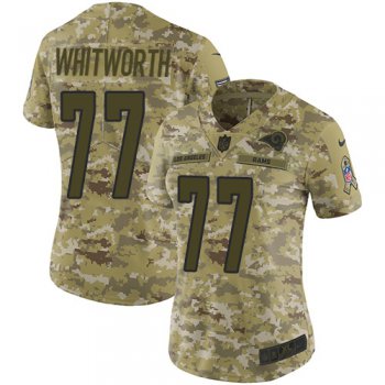 Nike Rams #77 Andrew Whitworth Camo Women's Stitched NFL Limited 2018 Salute to Service Jersey