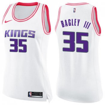 Women's Sacramento Kings #35 Marvin Bagley III White Pink NBA Swingman Fashion Jersey