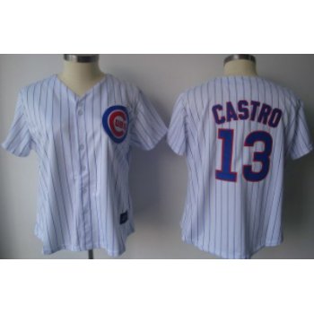 Chicago Cubs #13 Castro White With Blue Pinstripe Womens Jersey