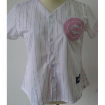 Chicago Cubs #2 Ryan Theriot White With Pink Pinstripe Womens Jersey