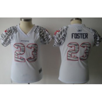 Houston Texans #23 Arian Foster White Womens Zebra Field Flirt Fashion Jersey