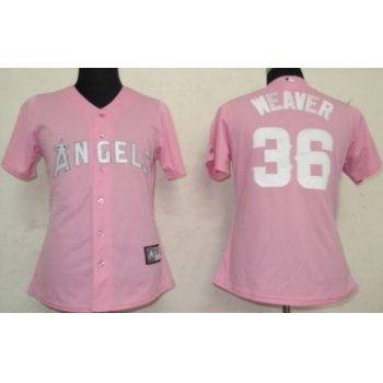 LA Angels of Anaheim #36 Weaver Pink Womens Jersey