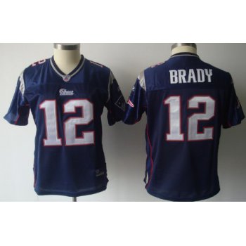 New England Patriots #12 Tom Brady Blue Womens Jersey